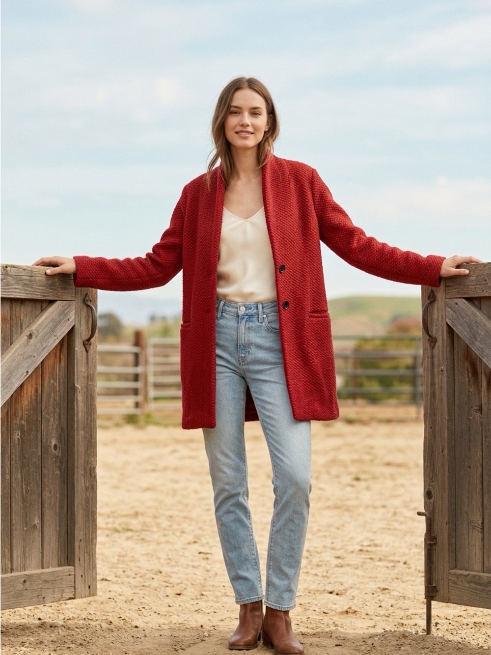 NWT Banana Republic Factory Red Knit Jacket in Saucy Red